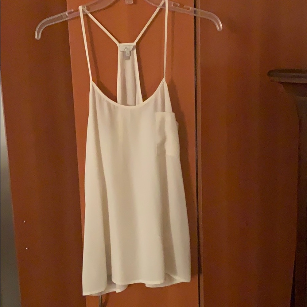 White silk tank with pocket